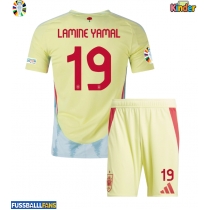 Spanien Lamine Yamal #19 Auswärts Trikotsatz Kinder EM 2024 Kurzarm (+ Kurze Hosen)